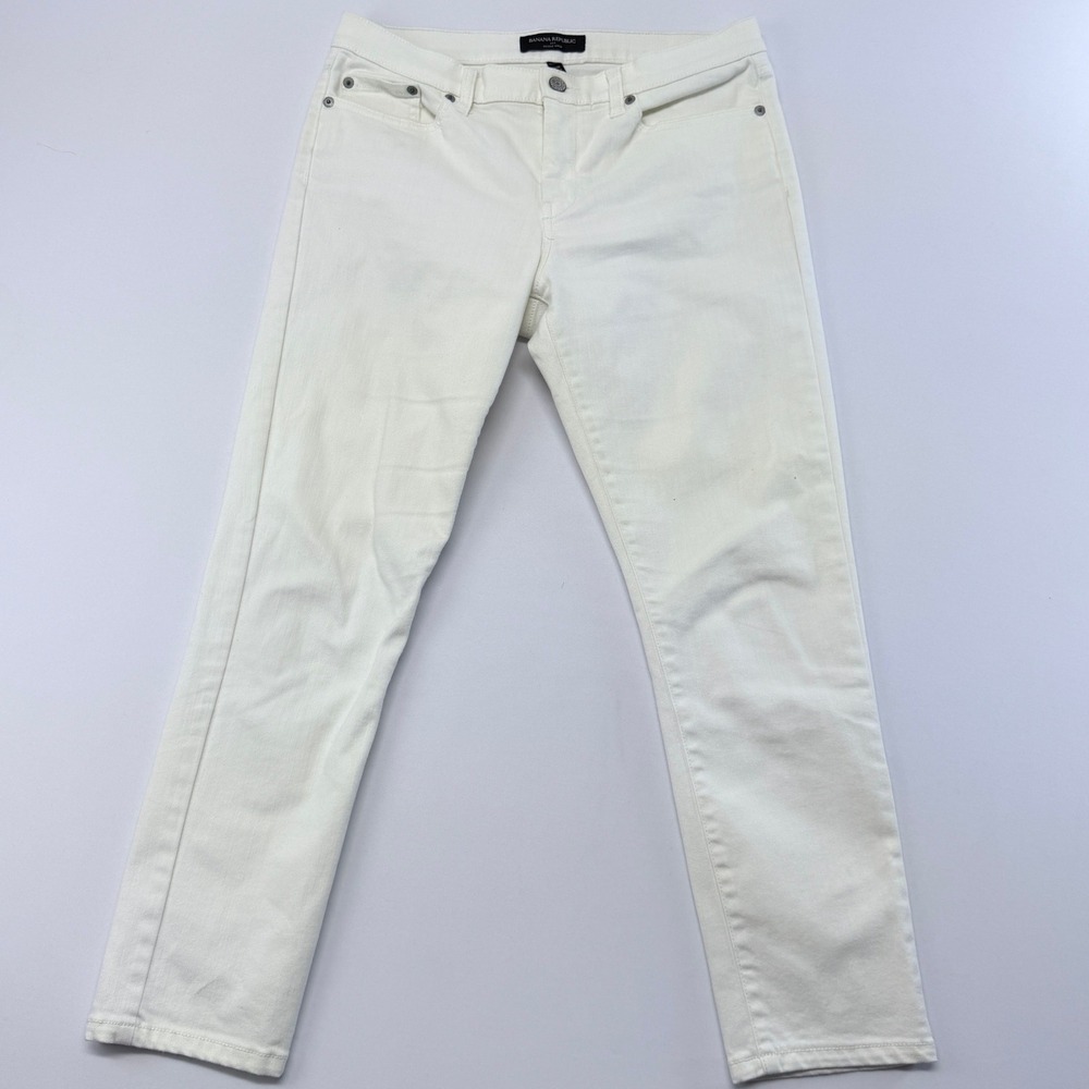 Banana Republic Skinny Crop Jeans Womens 29/8R White Stretch Denim Pants